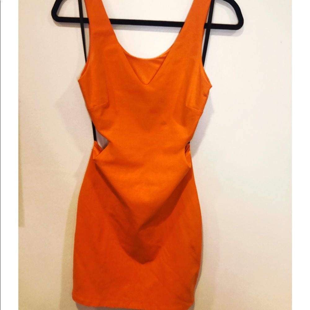 Bebe Open Back Orange Dress